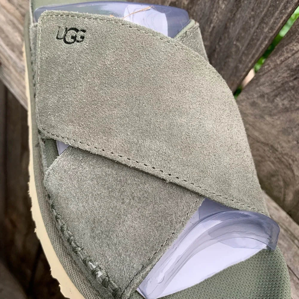 UGG Sandals Goldenstar Cross Platform Slide Moss Green Suede Leather - Picture 8 of 16